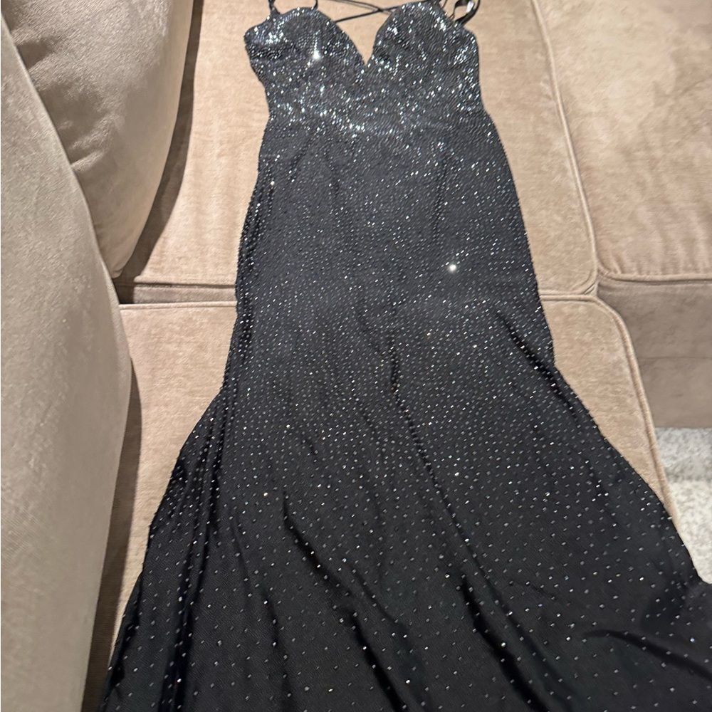 Sherri Hill Black Sequin Embellished Prom Gown